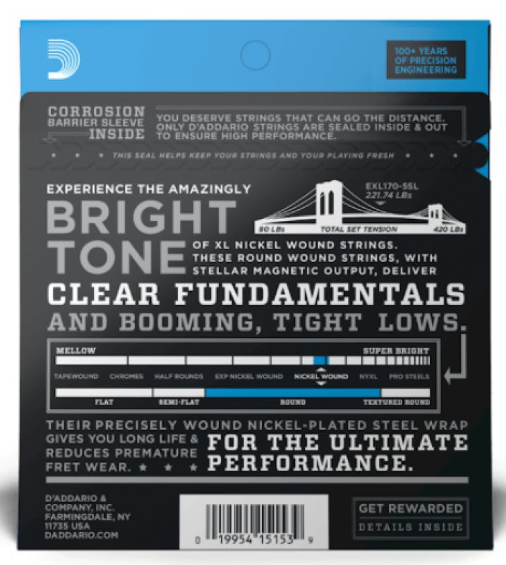 Daddario EXL170-5SL Super Long Scale, 45-130